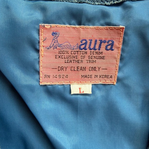 Vintage 70s Aura Rosemary Denim Leather Patchwork Vest & Flare Jeans Set L 32 - Picture 5 of 15